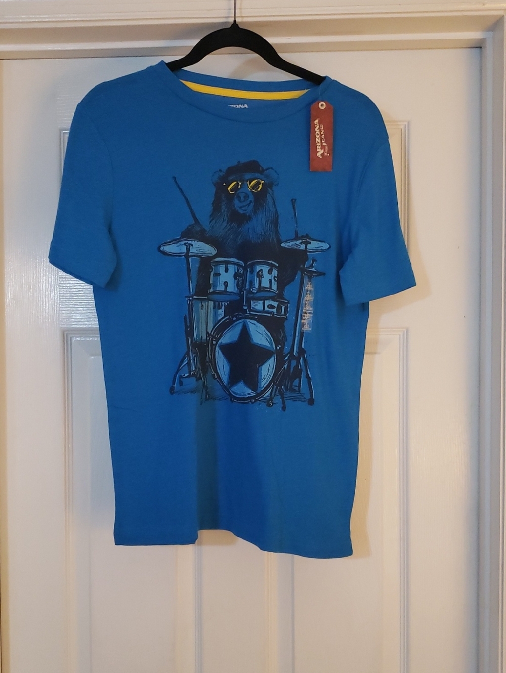 NWT-Arizona Jean Company Blue Boys' Bear Drummer Graphic Tee SZ XL 18/20